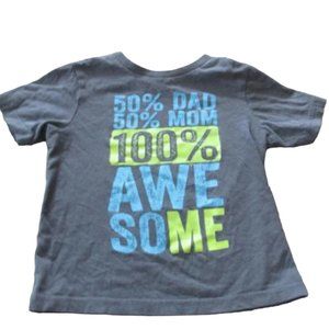 Gray Kids T-Shirt with Blue and Green Print